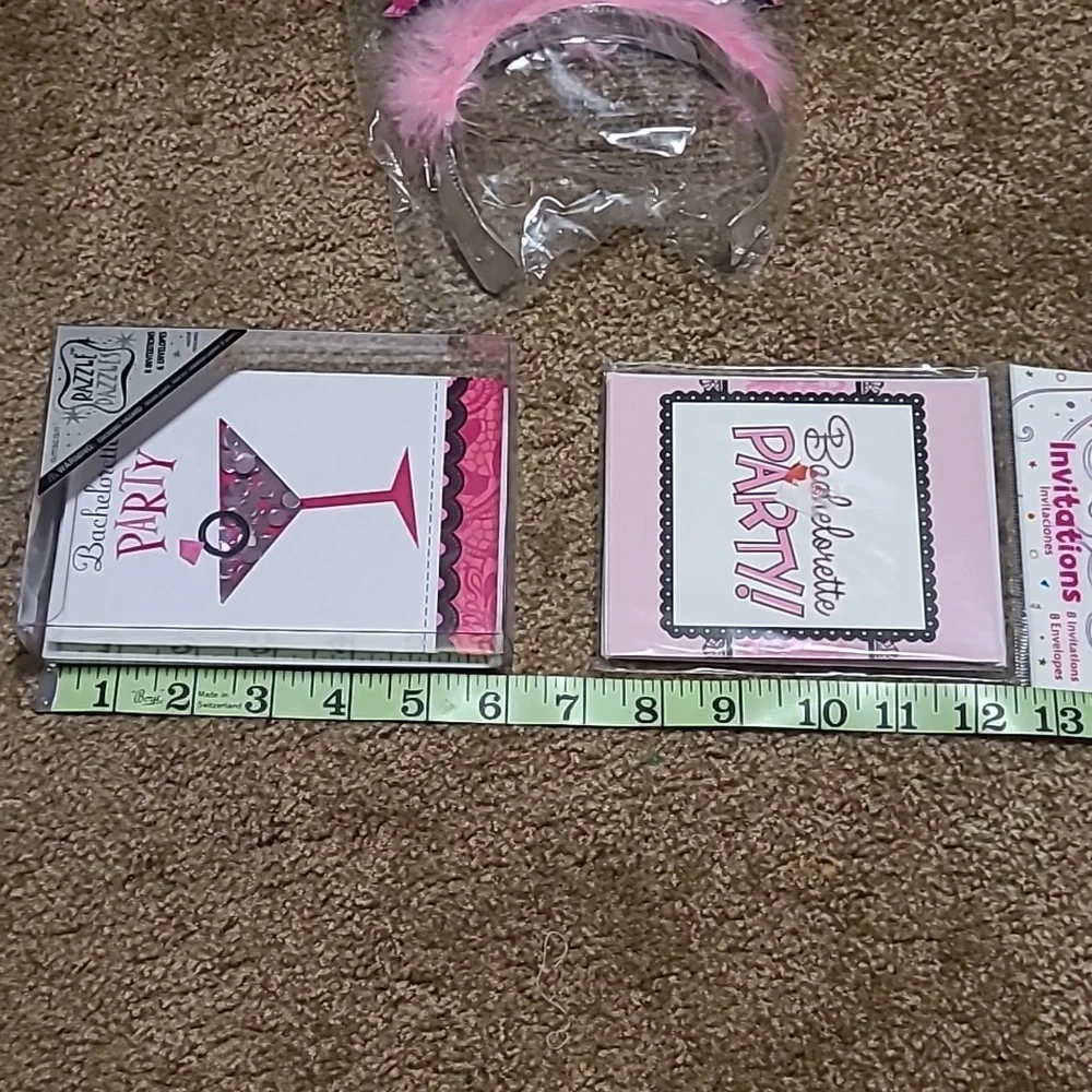 Pink Bachelorette Party Tiara & Invitations Set